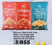 Food Lover's Mixed Cocktail,Prawn Rashers,Salt & Vinegar-For 3 x 100g/110g/125g