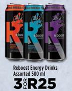 Reboost Energy Drinks Assorted-For 3 x 500ml