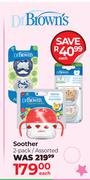 Dr Brown's Soother 2 Pack Assorted-Each
