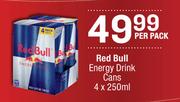 Red Bull Energy Drink Cans-4 x 250ml Per Pack