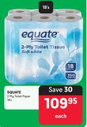 Equate 2 Ply Toilet Paper-18's Each