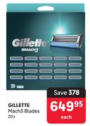 Gillette Mach3 Blades-20's Each