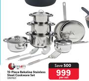 Tissolli 15 Piece Bakelite Stainless Steel Cookware Set-Per Set