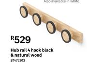 Hub Rail 4 Hook Black & Natural Wood 81472912
