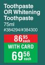 Elmex Toothpaste Or Whitening Toothpaste-75ml Each