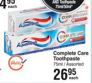 Aquafresh Complete Care Toothpaste Assorted-75ml Each