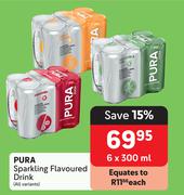 Pura Sparkling Flavoured Drink (All Variants)-6 x 300ml
