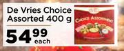 De Vries Choice Assorted-400g Each