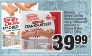 Rainbow Chicken Viennas 500g, Frankfurters Or Cheese Grillers-325g/425g Per Pack