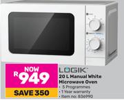 Logik 20Ltr Manual White Microwave Oven