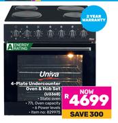 Univa 4-Plate Undercounter Oven & Hob Set U336B