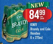 KWV Brandy And Cola Handies-6 x 275ml Per Pack