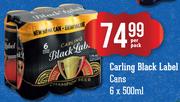 Carling Black Label Cans-6 x 500ml Per Pack