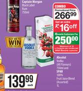 Absolut Vodka 750ml & Spar 100%  Fruit Juice Blend 1L-Combo
