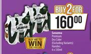 Savanna Premium Dry Cider (Excluding Variants) Handies-For 2 x 6 x 330ml