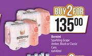 Bernini Sparkling Grape Amber, Blush Or Classic Cans-For 2 x 6 x 440ml