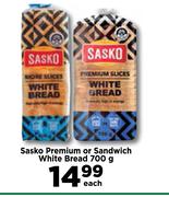 Sasko Premium Or Sandwich White Bread-700g Each