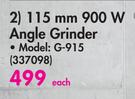 Ryobi 115mm 900W Angle Grinder G-915-Each