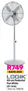 Logik 40cm Pedestal Fan White ZF-1616