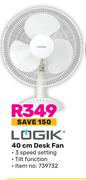 Logik 40cm Desk Fan