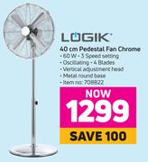 Logik 40cm Pedestal Fan Chrome