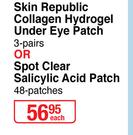 Skin Republic Collagen Hydrogel Under Eye Patch(3 Pairs) & Spot Clear Salicylic Acid Patch 48 Patche