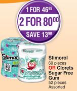 Stimorol 60 Pieces Or Clorets Sugar Free Gum 52 Pieces Assorted-For 1