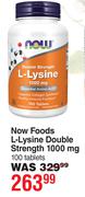 Now Foods L-Lysine Double Strength 1000 mg 100 Tablets
