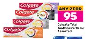 Colgate Total Toothpaste Assorted-For Any 2 x 75ml