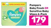 Pampers Baby Fresh Or Sensitive Baby Wipes 6 Pack-Each
