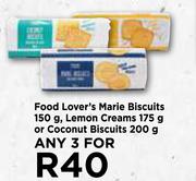 Food Lover's Marie Biscuits 150g, Lemon Creams 175g, Or Coconut Biscuts 200g-For Any 3