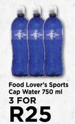 Food Lover's Sports Cap Water-For 3 x 750ml