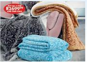 Sharon 2 Ply 3.5Kg Embossed Sherpa Blanket (Blue/Grey/Coffee)