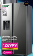 Samsung 617Ltr 2-Door Side-By-Side Fridge With Water And Ice Dispenser (Black)