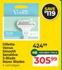 Gillette Venus Smooth Sensitive 3-Blade Razor Blades 4 Cartridges