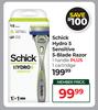 Schick Hydro 5 Sensitive 5-Blade Razor 1 Handle Plus 1 Cartridge