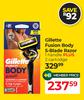 Gillette Fusion Body 5-Blade Razor 1 Handle Plus 2 Cartridge