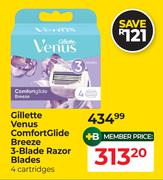 Gillette Venus Comfort Glide Breeze 3-Blade Razor Blades 4 Cartridges