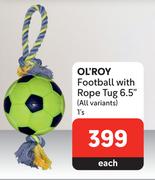 Ol'Roy Football With Rope Tug 6.5" (All Variants)-1's Each