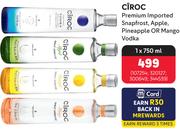 Ciroc Premium Imported Snapfrost, Apple, Pineapple Or Mango Vodka-750ml