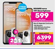 2 x Huawei Nova Y91 Smartphone-On 1.2GB Red Top Up Core More Data