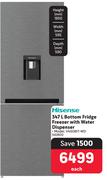 Hisense 347Ltr Bottom Fridge Freezer With Water Dispenser H450BIT-WD