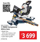Ryobi 1700W Compound Mitre Saw MS-210SCL
