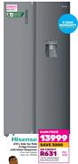 Hisense 670L Side By Side Fridge Freezer With Water Dispenser