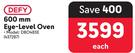 Defy 600mm Eye Level Oven DBO483E-Each