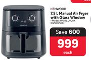 Kenwood 7.5L Manual Air Fryer With Glass Window HFG75.000BK-Each