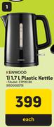 Kenwood 1.7L Plastic Kettle ZJP00.BK-Each