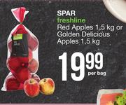 Spar Freshline Red Apples 1.5Kg Or Golden Delicious Apples 1.5Kg-Per Bag