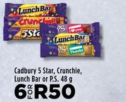 Cadbury 5 Star, Crunchie, Lunch Bar Or P.S-For 6 x 48g
