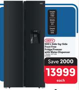 Defy 500L Side By Side Frost Free Fridge/Freezer With Water Dispenser DFF456
